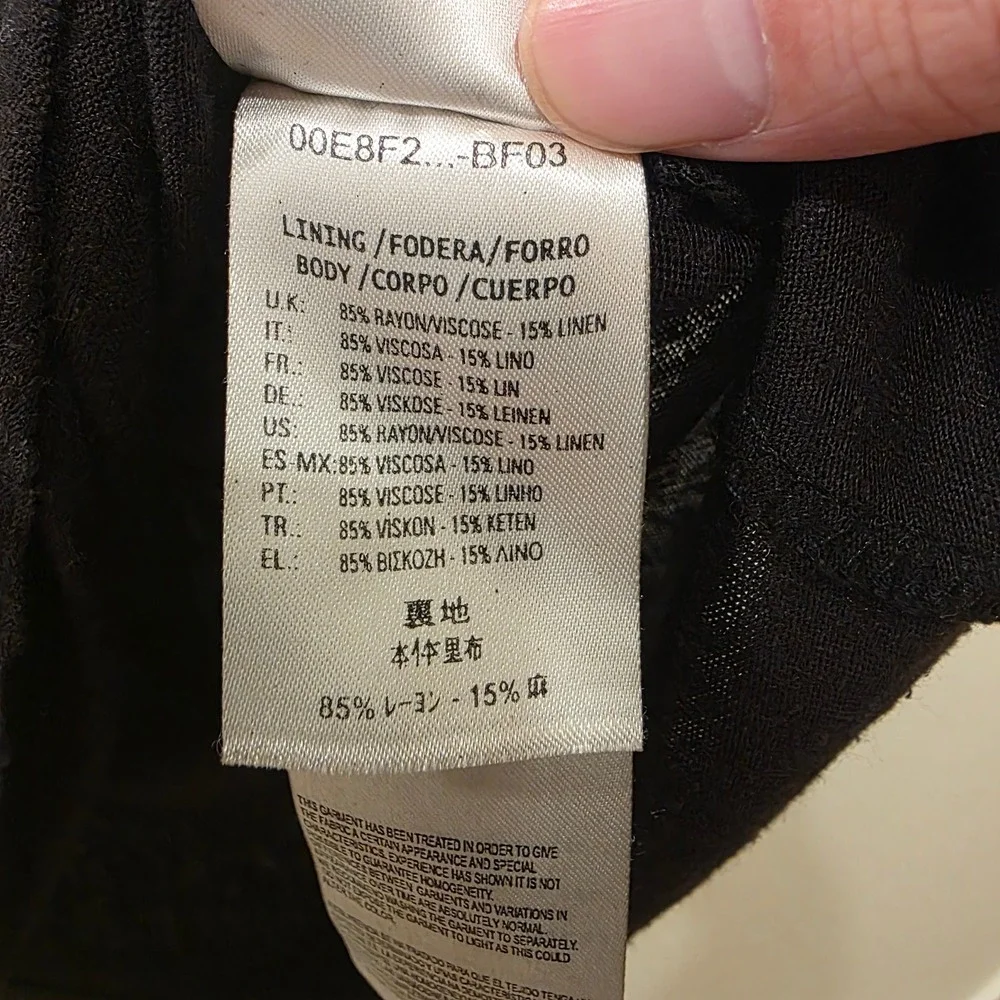 Diesel Black Short Sleeve Top Rayon Linen Blend Ribbed Neck Raw Edge Goth Y2K - Picture 8 of 13